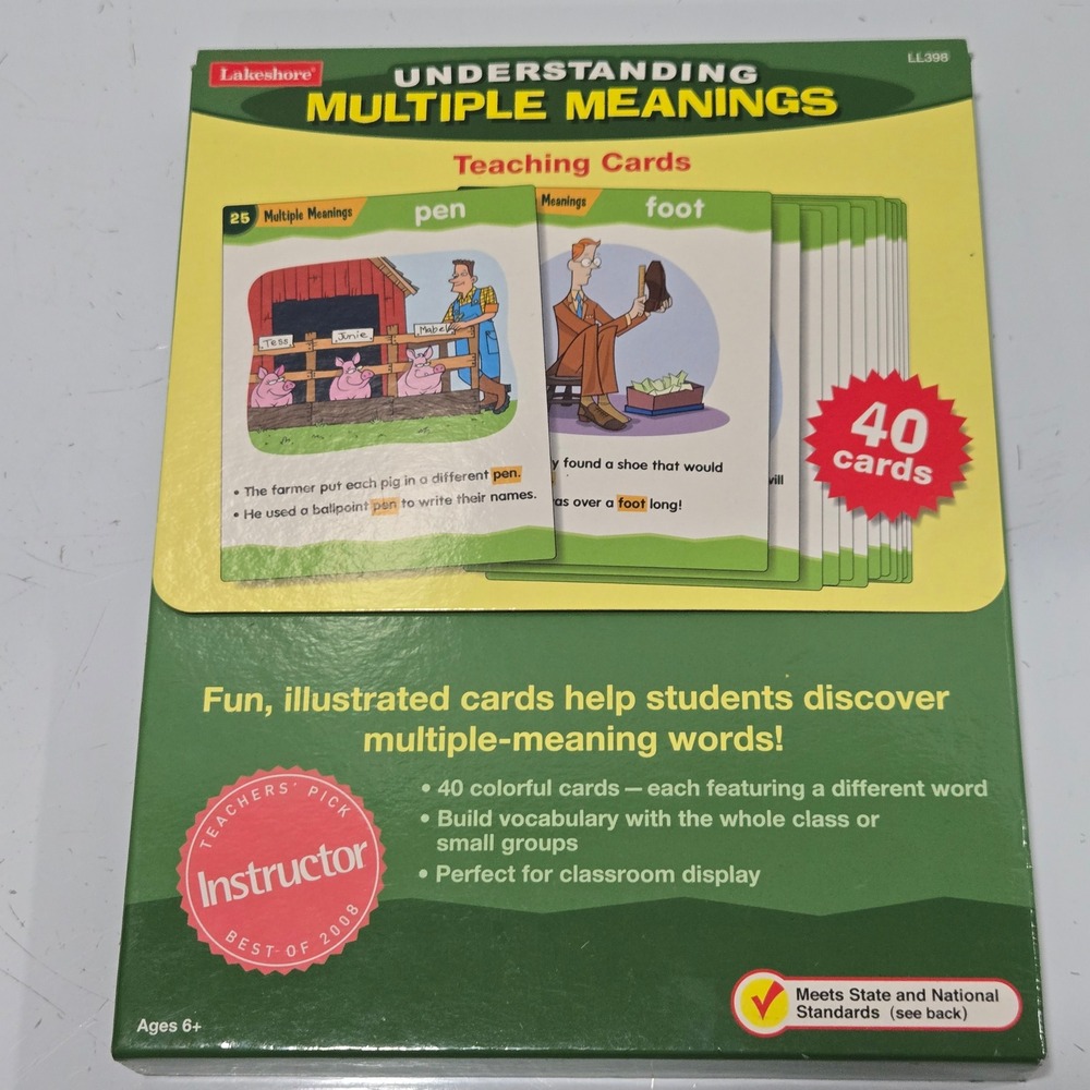 NEW Lakeshore Understanding Multiple Meanings Teaching Cards Vocabulary 40ct